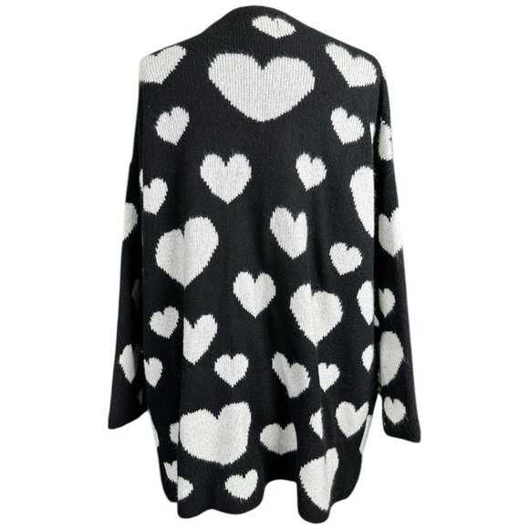 Maeve Anthropologie Sweater Womens XS Cardigan hearts black white open casual - Picture 9 of 15